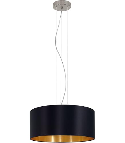 Eglo Suspension Cremella 1 Lumière - Style Vintage Industriel Noir, Abat-Jour Spirale 18 Cm