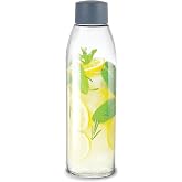 CELLO Hydra 900 ग्लास फ्रिज पानी की बोतल प्लास्टिक कैप के साथ 875ml, ग्रे (धूसर) | लीकप्रूफ और टिकाऊ | चौड़ा मुंह, साफ करने म