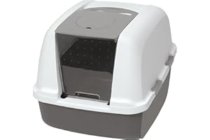 Catit Jumbo Hooded Cat Pan, White/Grey, 57-46.5-50cm