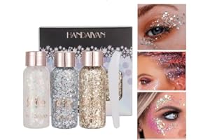 WESMAT Sparkling Chunky Glitter olografico, sirena paillettes. Glitter liquido ombretto per viso corpo unghie festival accessori trucco decorazione (A)