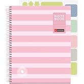 Miquelrius - A5 Notebook Ruled 7mm, Pink | 80 Sheets, Extra Opaque Paper, 90 g/m&sup2;, Extra Hard Cardboard Cover, Spiral, 2 Dril