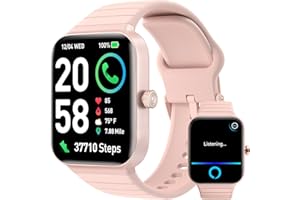 AEAC Montre Connectée Femme Appels Bluetooth, 1.8" Lecteur de Musique 100 Modes Sportifs Cardiofrequencemetre SpO2 Sommeil Alexa Intégré, Podometre Etanche IP68 pour Android iOS
