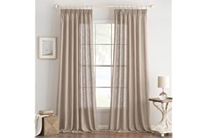 ‎EMEMA EMEMA Gardinen Vorhänge Leinenvorhang mit Kräuselband Voile Vorhang Leinenoptik Modern Halbtransparent für Wohnzimmer Dekoschal Küchengardinen Schlaufenschal Schlafzimmer Dunkelbraun 140 x 260 cm