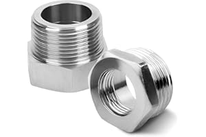 TOOLKNIGHT 2 Stück Edelstahl Reduzierstück 1 Zoll auf 1/2 Zoll, Edelstahl Reduziernippel Außengewinde auf Innengewinde, AG/IG Reduzierung, AG 1 Zoll x IG 1/2 Zoll Gewindefitting für Wasserleitungen