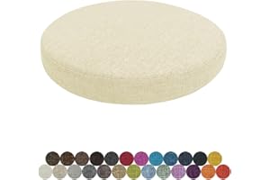 ‎LSJOAW Lsjoaw Rund Sitzkissen Stuhlkissen 30 X 30 X 3CM(1 Pieces) Leinen Sitzpolster Abnehmbares Memory Schaum Runde Sitzauflage für Stuhl Bank Hocker Haus Küche Esszimmer Garten Büro,Beige