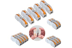 Aiqeer 55 Pcs SPL-1 Lever-Nut Wire Connectors, 1 in 1 out 2 Ports Conductor Compact Wire Connectors, Cable Clamp Terminal Block Quick Spring Connector (Free Combination)