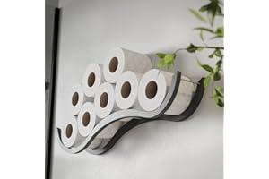 EWART WOODS Toilet paper holder bathroom shelf wood holder for toilet paper Wave (Grey)