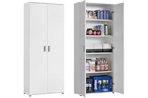 Home Collective Mehrzweckschrank 75cm breit mit 2 Türen 4 Einlegeböden Vielseitiger Haushaltsschrank für Vorräte Putzmittel Akten Universalschrank für Haushalt Flur Büro Keller 75x35x184cm(BxTxH) Weiß