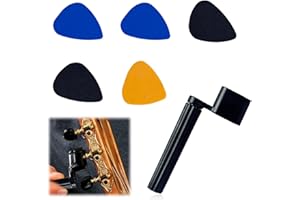JEIIBRZUI Guitar String Winder, Premium 3-in-1 String Spindle Tool for Faster String Changing, Guitar Crank with 5 Assorted Picks, Black