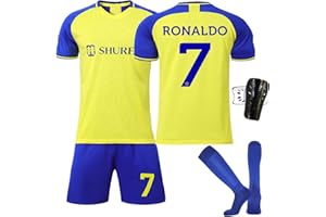 Ronronner Fußballtrikot für Kinder, Fussball Jersey Football Trikots, Kurzarmtrikot Shorts Set, Nr. 7 Yellow Jersey Fußballtrikot mit Socken für Erwachsene und Kinder