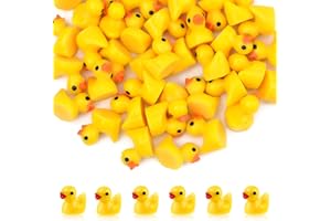 KINBOM 120pcs Mini Canard en Résine, Petits Canard Miniature Résine Figurine Canard Miniature Mini pour Artisanat Maison Jeu de Farce Maison de Poupée Projet Scolaire Paysage Aquarium (Jaune)