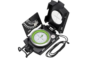 PROBEROS Compass for Directions Military Sighting Glow Dial Hiking Camping | Accurate Bearings, Low Light Readability, Durable Metal Housing, Sighting Gradiometer, Care Guidance