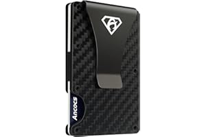 Ancocs Carbon Fiber Credit Card Holder with Metal Money Clip -NFC RFID Blocking Slim Metal Wallet Purse for Men (2021 New)