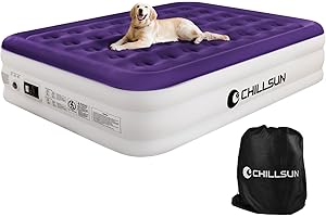 CHILLSUN Inflatable Air Mattress,Air Bed with Built-in Electric Pump,Double Blow Up Mattress in 3 Mins Self-Inflation/Deflation,Guest Airbed for Home Portable Camping (King)