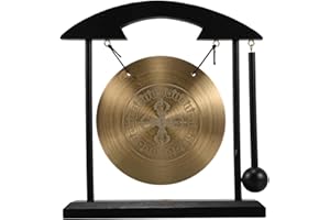 ibasenice Feng Shui Ornaments Bronze Gong with Vajra Design for Home Desk Decoration and Meditation Sound Therapy
