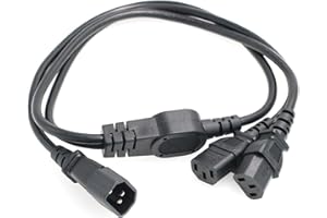 HangTon UPS PDU Ordinateur PC Cordon séparateur d'alimentation IEC320 C14 à 2 x C13 10A 250V câble d'extension 1 mètre
