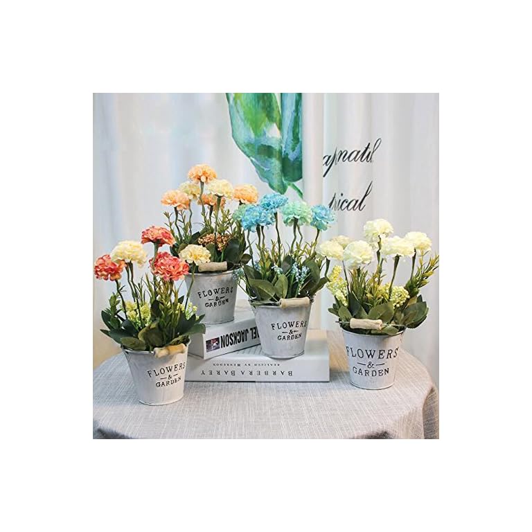 Flikool Hortensia Flores Artificial con Cubo de Hierro Faux Hydrangea