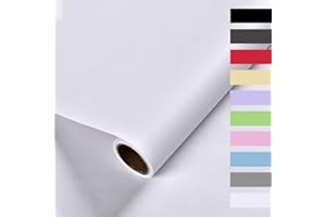 Auckpure Sticky Back Plastic Roll Self Adhesive Wallpaper, (0.4X 3.5M) Contact Paper, Self Adhesive Vinyl Wrap, Frosted Thickened Waterproof Wall Paper, for Furniture Wall Door Stickers White