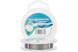 BENECREAT 15m 0.38mm 19-Strand Tiger Tail Beading Wire 304 Stainless Steel Nylon Coated Craft Jewelry Beading Wire for Crafts Jewelry Making, LightGrey