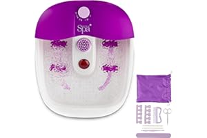 SENSIOHOME Sensio Spa Foot Spa Massager Pedicure Bath Nine accessories Pamper Your Feet with Heat Bubbles and Massaging Tools All In One Home Salon Therapeutic Massage Tub Pedicure Set White Purple