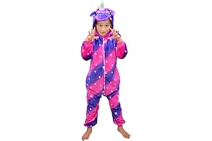 BEST HOME & BABY Girls Kids Unicorn Animal Leopard Onesie Hooded Pyjamas Nightwear Sleepsuit Dress Up Fleece Toddler to 11-12 Years 13-15 Years