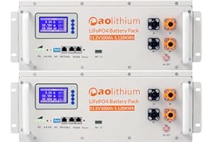 AOLITHIUM 51.2V 100Ah Lithium Battery LiFePO4 Deep Cycle Battery, 5.12kWh Server Rack Built-in BMS, 4000+ Cycles & 20 Year Typical Lifespan, Perfect for RV, Camper, Solar Energy Storage-2 Pack