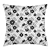Produktbild VVIANS Black and White Throw Pillow Cushion Cover, Abstract Flowers with a Modern Art Design Big Blossoms with Little Buds, Decorative Square Accent Pillow Case, 18 X 18 inches, Black White