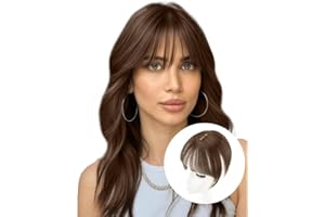 QKEPCY Clip in Frangia Bangs Frangetta Finta 3D Fermaglio Invisibile Scoppi D'aria Sottili Bangs Hair Clip Frontale Extension Frontal Natural Bangs per la Donna