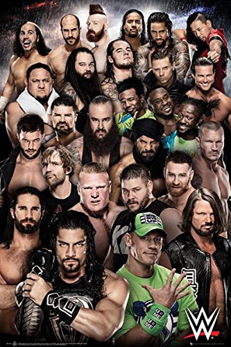 Up Close Poster WWE Superstars 2018 (61cm x 91,5cm) + 2 tringles Noires avec Suspension