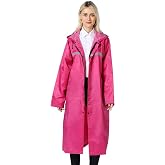 Pahajim Adult Long Raincoat, Reusable Raincoat Poncho | Work Rain Coat with Adjustable Hood, Raincoat with Reflective Strips,