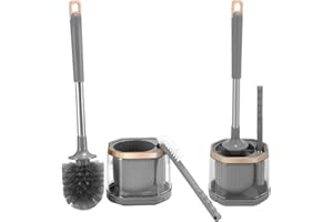 AISIR Toilet Brush and Holder Set, with a Extra Crevice Cleaning Brush,Toilet Brushes for Bathroom, Floor Standing & Wall Mounted Without Drilling