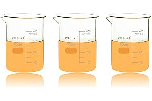 ULAB Scientific Glass Beakers, Vol. 400ml, 3.3 Borosilicate Griffin Low Form with Printed Graduation, Pack of 3, UBG1035
