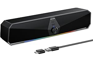 Senzer CS30 PC Speakers, Computer Speakers for Desktop Monitor,Usb Speaker Stereo Sound Touch-Control Flowing LED, With a Type-C adapter Bluetooth USB Input(Not 3.5mm Jack)