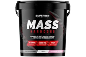 Superset Nutrition | Mass Hardcore (4,5kg) | Gainers | Gainer enrichi en whey + créatine - Strawberry Ice Cream