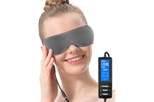 Aroma Season Heated Eye Mask, Warm Eye Compress, 4 Temperature Settings USB Eye Mask Heated with Washable Cover, Gifts for Family and Friends (Grey)