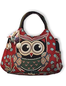 Eule Tasche Handtasche Henkeltasche ***EULE MIT SÜSSEN ACCESSOIRES*** - ROT- Shoppertasche Schultertasche Eulenmotiv...