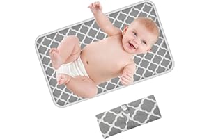 KAMHBE Portable Changing Mat Baby Foldable Travel Changing Mat Waterproof Infant Urinal Pad 60cm x 35cm for Travel Home Outside - KAMHBE (Grey)