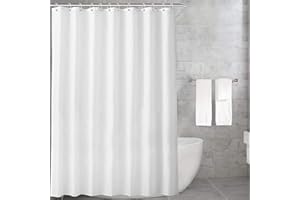 Carttiya Cortina de Baño, Cortina de Ducha Blanca, Tela Impermeable y Antimoho, Cortina de Fibra y Poliéster, Lavable a Máquina, 180x200cm con 12 Anillas Anti-oxidantes, Diseño de Dobladillo Ponderado