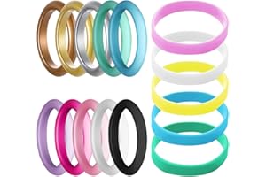 DHSBGWSX 10 Pièces D'Anneaux En Silicone Colorés, 5 Morceaux De Bracelets En Silicone, Bagues, Accessoires De Bague Simples, Accessoires De Bague, Bagues De Couple (10 Couleurs)