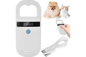 AICHARYNIC Lector de identificación de mascotas, lector de microchip de animales blanco, lector de microchip para perros/gato, escáner de microchip para mascotas, escáner de microchip para mascotas, lector de