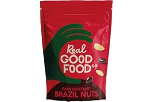 Real Good Food Co Dark Chocolate Brazil Nuts 150g Bag - Chocolate Coated Nuts, Nibbles and Snacks! Chocolate Coated Brazil Nuts - Luxury Snack