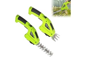 OSKOPWRC Taille-haie 2 en 1 sans fil 3,6 V avec batterie Li-ion, chargeur, 2 lames interchangeables, pour arbuste, jardin, pelouse, pelouse et élagage vert