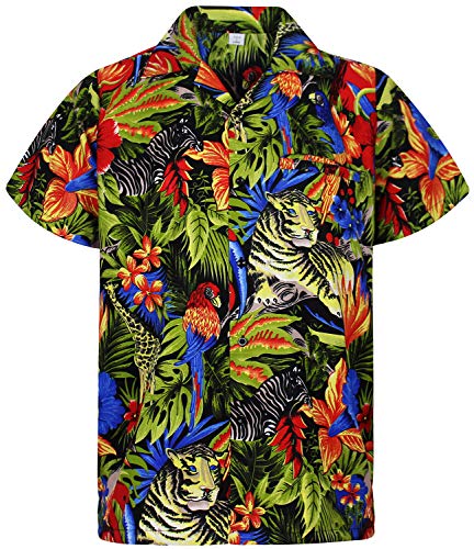 V.H.O. Funky Camisa Hawaiana, Jungle, Black, XXL