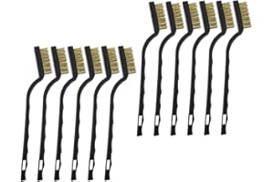PLCatis Small Wire Brush 12-Pack Mini Brass Wire Brushes Set 17cm Handy Size Efficient Small Cleaning Metal Copper Bristle Brush for Cleaning Rust Paint Weld Splatter BBQ Grill