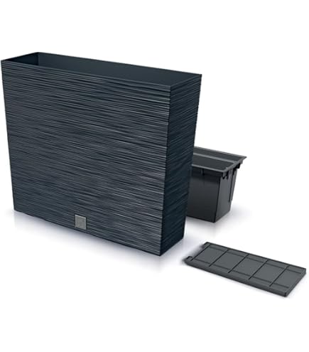 Kreher Jardinière XL Millennium dans différents formats et couleurs. Superbe aspect pierre naturelle marron ou anthracite! En plastique robuste (73 litres (rectangulaire) anthracite