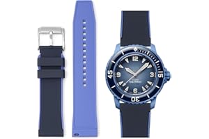 Stanchev Bracelet de rechange pour Blancpain Swatch, 22 mm en caoutchouc souple étanche pour Blancpain x Swatch Fifty Fathoms pour homme et femme avec kit d'outils d'installation et de retrait