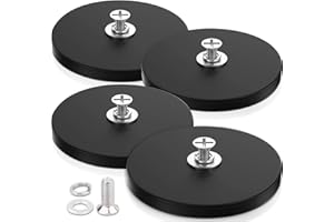SWIHORAB 4 magneti al neodimio gommati, forti magneti gommati antiscivolo, 45 kg, forza adesiva Ø 88 mm, con filettatura interna M4, base di montaggio magnetica per strisce luminose, magneti rotondi in gomma