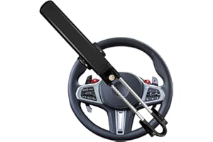 ELI73 Steering Wheel Lock Twin Bar, Steering Lock, Stop Thieves Stealing Your Car, Car Steering Wheel Locks, Anti-Theft Device, Universal Fit, High Visibility, Adjustable Length, 3 Keys (Black)