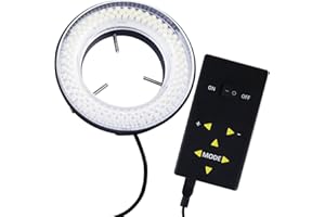 TEKCOPLUS 144 Makro-LED-Ringblitz und Ringlicht 4-Zone Ring Licht Mikroskop Kamera Foto Video 198mm Aussen 61mm Inner 20000Lux 6400K Foto Lampe Ring Leuchtstoff Blitzlicht Ringblitzleuchte