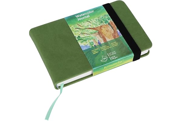 tumuarta Carnet de croquis aquarelle, 300g, 25% coton, 9x14 CM, 24 feuilles, 48 pages, sans acide, livre d'aquarelle, papier pour artistes mixtes idéal pour aquarelle, acrylique